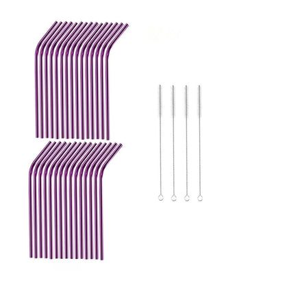 Reusable Metal Straws 304 Stainless Steel 30 Pack with Cleaning Brush(1Pcs Silver Bent)