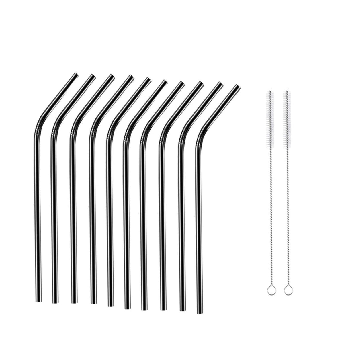 Reusable Metal Straws 304 Stainless Steel 30 Pack with Cleaning Brush(1Pcs Silver Bent)