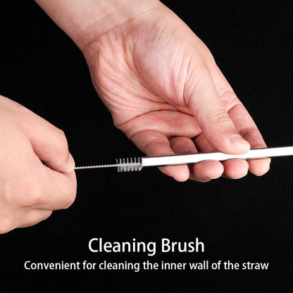 Tomorotec 8.5” Heart-Shaped Stainless Steel Straws Fit for Smoothie, Silver
