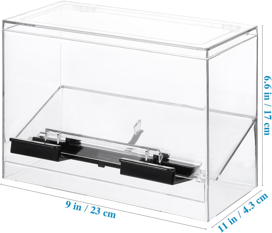 Cabilock Clear Acrylic Straw Dispenser Box 9X6.7X4.3 Inches Press Type Straw Organizer for Countertop Use in Restaurants Cafes and Snack Bars with Non-Slip Base