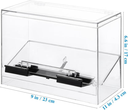 Cabilock Clear Acrylic Straw Dispenser Box 9X6.7X4.3 Inches Press Type Straw Organizer for Countertop Use in Restaurants Cafes and Snack Bars with Non-Slip Base