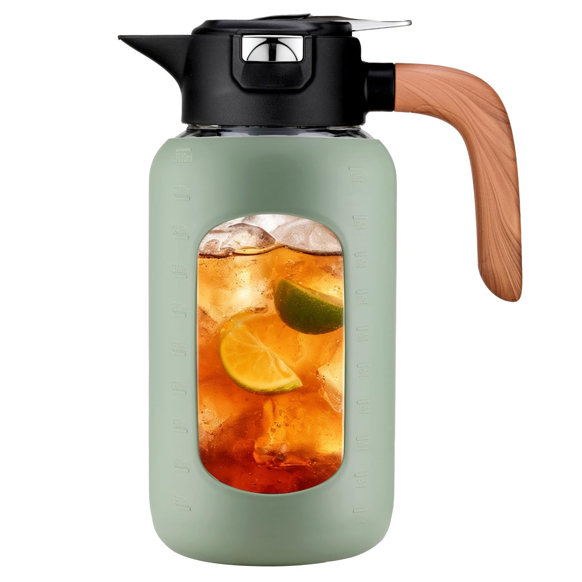 84 oz/2.5 Liter Glass Pitcher with Lid and Handle, Glass Carafe/Jug for Hot/Cold Water, Large Iced Tea Pitcher for Coffee, Juice and Homemade Beverage