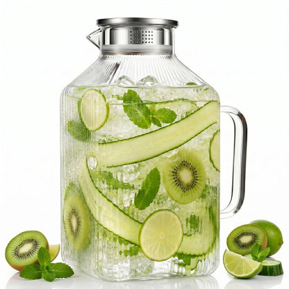 1 Gallon/3.8L Glass Pitcher with Lid and Spout, Borosilicate Glass
