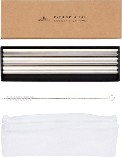 A Bar Above Stainless Steel Straws for Cocktails, 8 Inch Long, 6 Pack