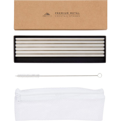 A Bar Above Stainless Steel Straws for Cocktails, 8 Inch Long, 6 Pack