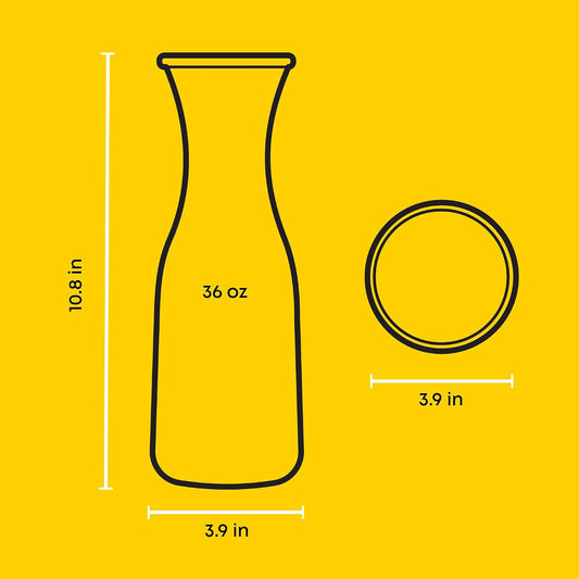 JoyJolt Glass Carafe with Lid, Set of 3 – 1 Liter Glass Pitcher for Mimosa Bar, Water, Iced Tea, Juice, Wine, Lemonade, Milk – Dishwasher Safe Beverage Drink Dispensers for Brunch, Parties