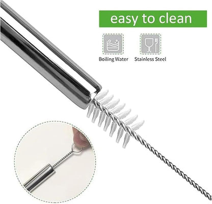 Reusable Metal Straws 304 Stainless Steel 30 Pack with Cleaning Brush(1Pcs Silver Bent)