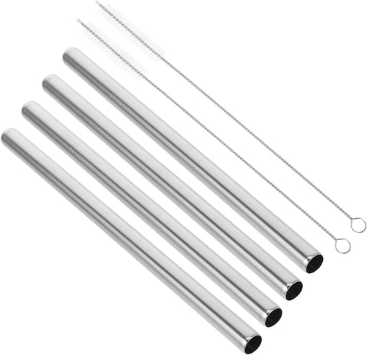 Drinking Straws Set 215x12mm with Cleaning Brush Stainless Steel