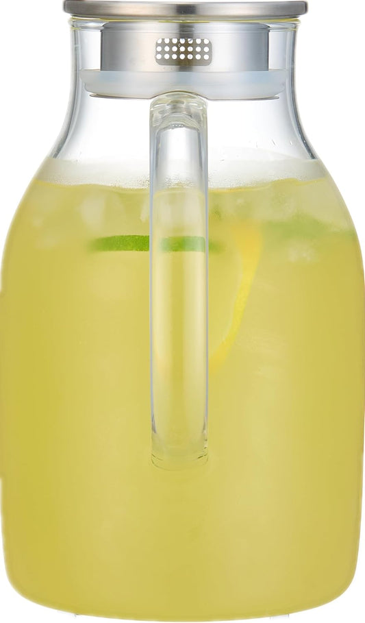 Karafu 68 Oz Borosilicate Glass Pitcher with Lid, Hot Cold Water Tea Jug