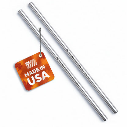 Made in USA Bywater Stainless Steel 12 Inch Straw Set of 2 Food Grade Premium Straws. Fits Stanley, Yeti Straw Lid and Many Others With Standard Straws. DOES NOT FIT FLIP STYLE LIDS