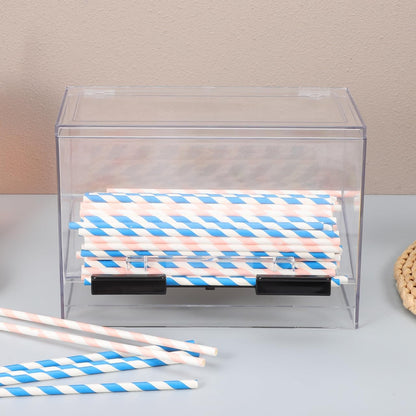 Cabilock Acrylic Straw Dispenser Bulk Drinking Straw Box Storage Case for Unpacked Straws Counter Organizer for Home Restaurant Office 9.05 X 6.69 X 4.33 in