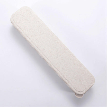 1Pcs Simple Utensil Holder with Lid, Reusable Utensils Wheat Straw Travel Cutlery Box，Portable Flatware Box Travel Tableware Storage Case, Simple Tableware Storage Boxs Case for Cutlery Kit (Beige)