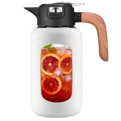 84 oz/2.5 Liter Glass Pitcher with Lid and Handle, Glass Carafe/Jug for Hot/Cold Water, Large Iced Tea Pitcher for Coffee, Juice and Homemade Beverage