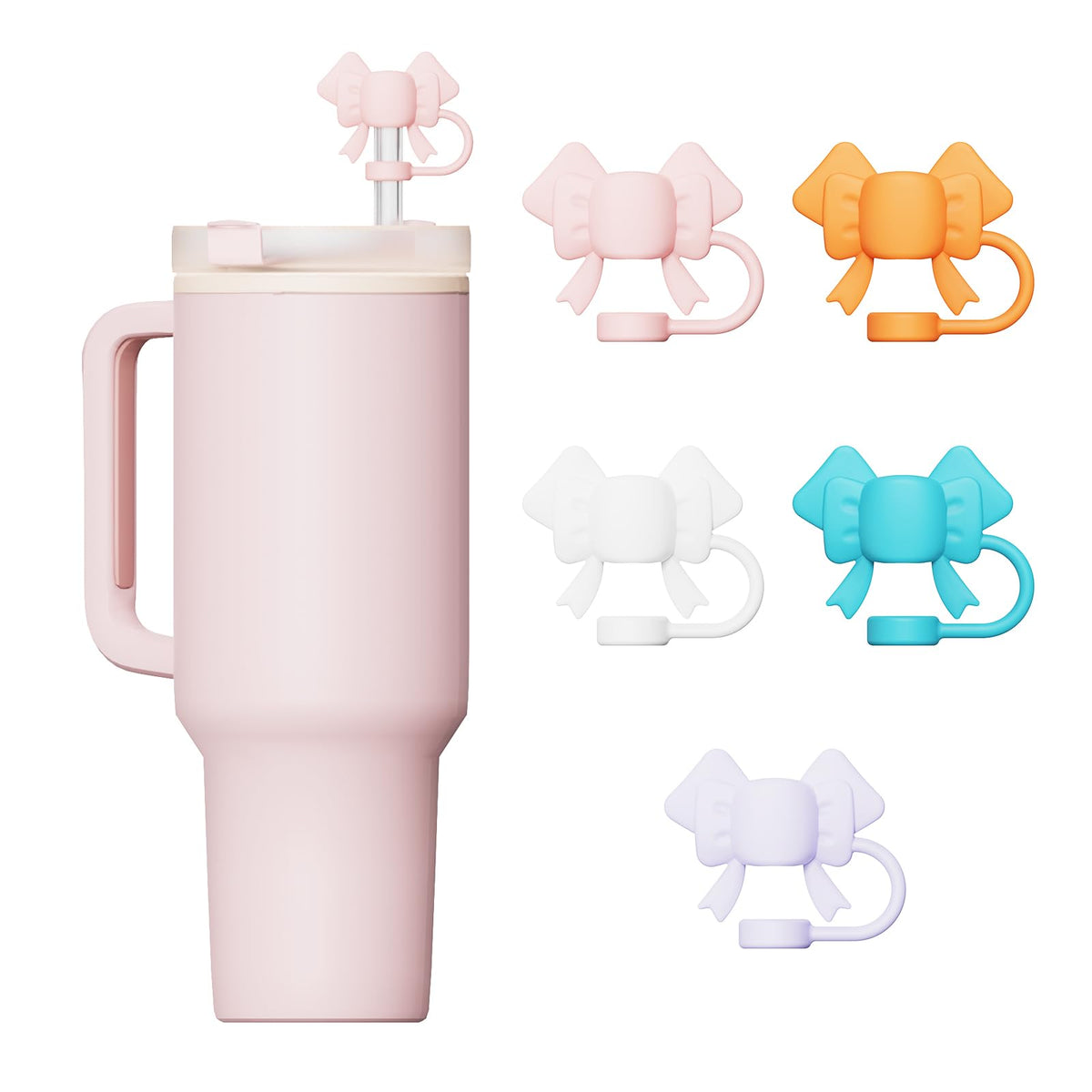 Silicone Straw Holder with 6 Slots for Cabinet Fridge Cupboard Door (Blue)