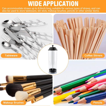 Straw Holder Dispenser with Lid, Clear Straw Container for Counter