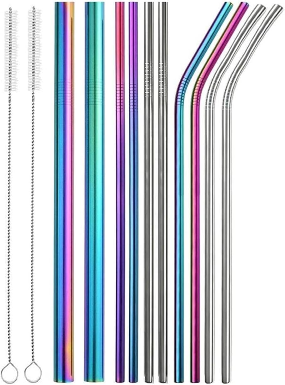 Reusable Metal Straws 304 Stainless Steel 30 Pack with Cleaning Brush(1Pcs Silver Bent)