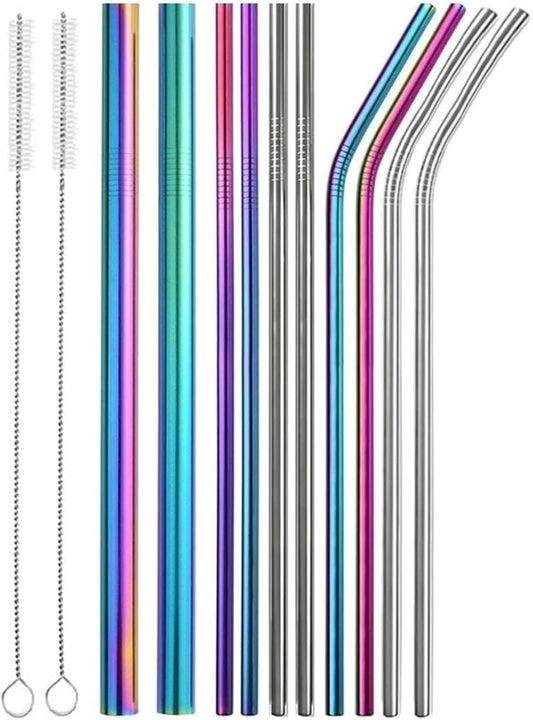 Reusable Metal Straws 304 Stainless Steel 30 Pack with Cleaning Brush(1Pcs Silver Bent)