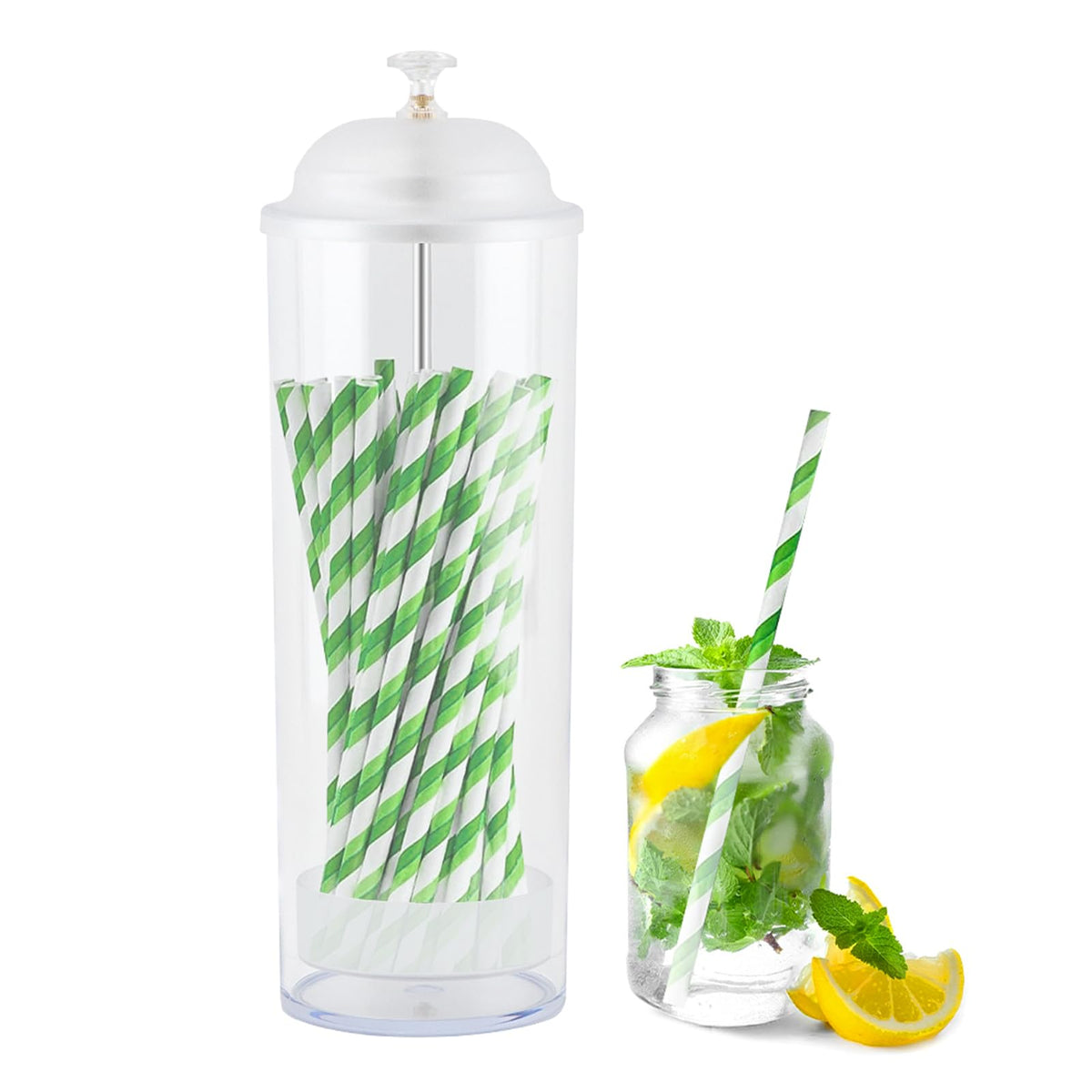 10.6 inch Straw Holder,Straw Dispenser with Lid,Drinking Straw Organizer