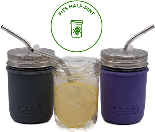 Short Stainless Steel Straws, 6 Inch Bent Thin Metal Straws with Cleaning Brush & Bag, Reusable Drinking Straw for Cocktail, Small Cups, Half Pint Mason Jars, Portable Metal Straw