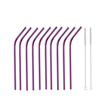 Reusable Metal Straws 304 Stainless Steel 30 Pack with Cleaning Brush(1Pcs Silver Bent)