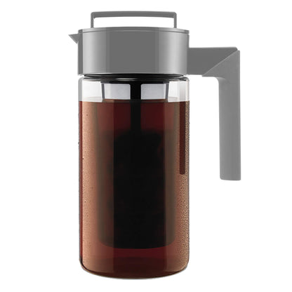 Takeya Deluxe Cold Brew Coffee Maker - BPA-Free Tritan Pitcher with Airtight Leakproof Lid, Silicone Grip Handle, Fine-Mesh Filter - Shatter-Proof, Dishwasher Safe, Made in USA - 2 Quart/Black