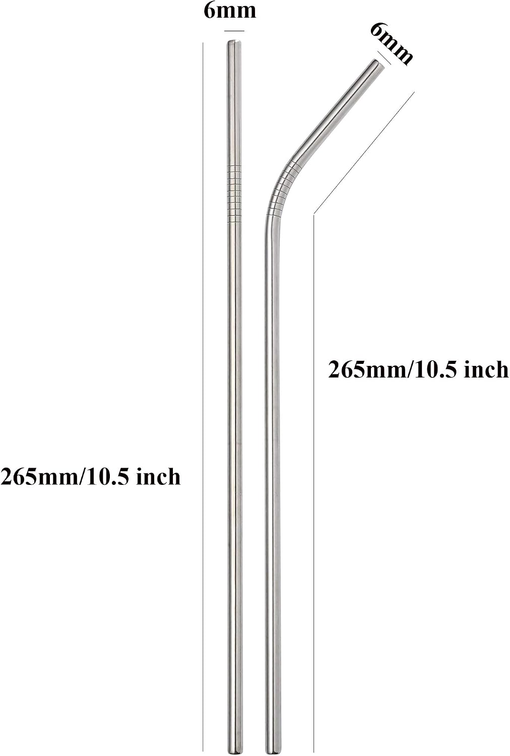 50PCS Stainless Steel Straws,Reusable Metal Straws in Bulk Super Long 10.5 Inch All Straight Drinking Straws for 30oz/20oz Tumblers Yeti Cups Travel Mugs (10.5inch, 50 all straight)