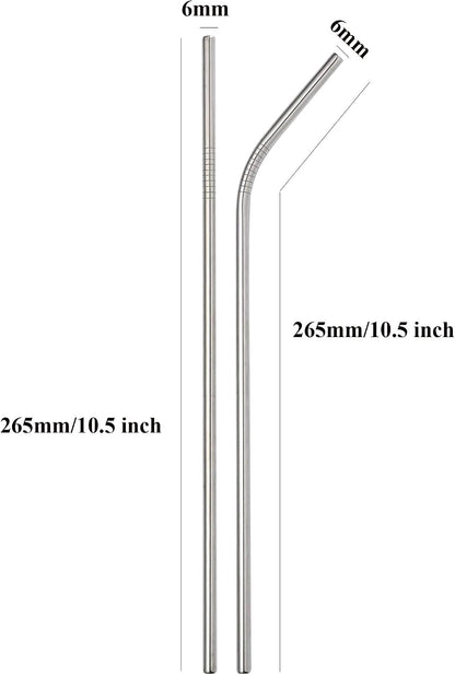 50PCS Stainless Steel Straws,Reusable Metal Straws in Bulk Super Long 10.5 Inch All Straight Drinking Straws for 30oz/20oz Tumblers Yeti Cups Travel Mugs (10.5inch, 50 all straight)