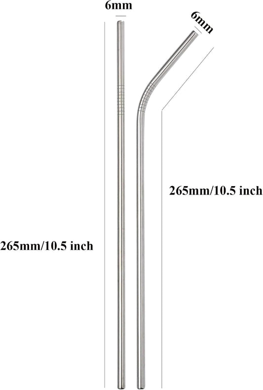 50PCS Stainless Steel Straws,Reusable Metal Straws in Bulk Super Long 10.5 Inch All Straight Drinking Straws for 30oz/20oz Tumblers Yeti Cups Travel Mugs (10.5inch, 50 all straight)