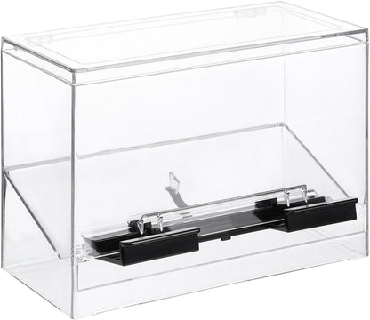 VOSAREA Acrylic Straw Dispenser Clear Straw Storage Box for Bulk Drinking Straws Countertop Holder for Restaurant Shop Office and Home Reusable Pressing Container 9.05 X 6.69 X 4.33 in