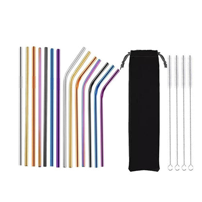 Reusable Metal Straws 304 Stainless Steel 30 Pack with Cleaning Brush(1Pcs Silver Bent)