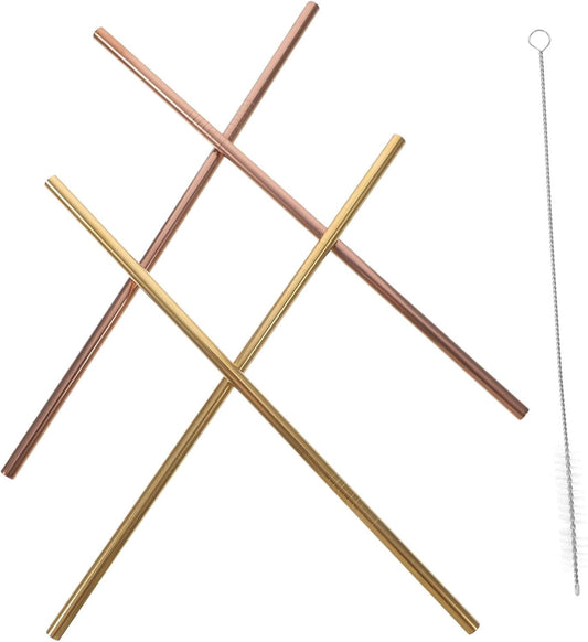 Reusable Stainless Steel Drinking Straws 6 Piece Set with Brush