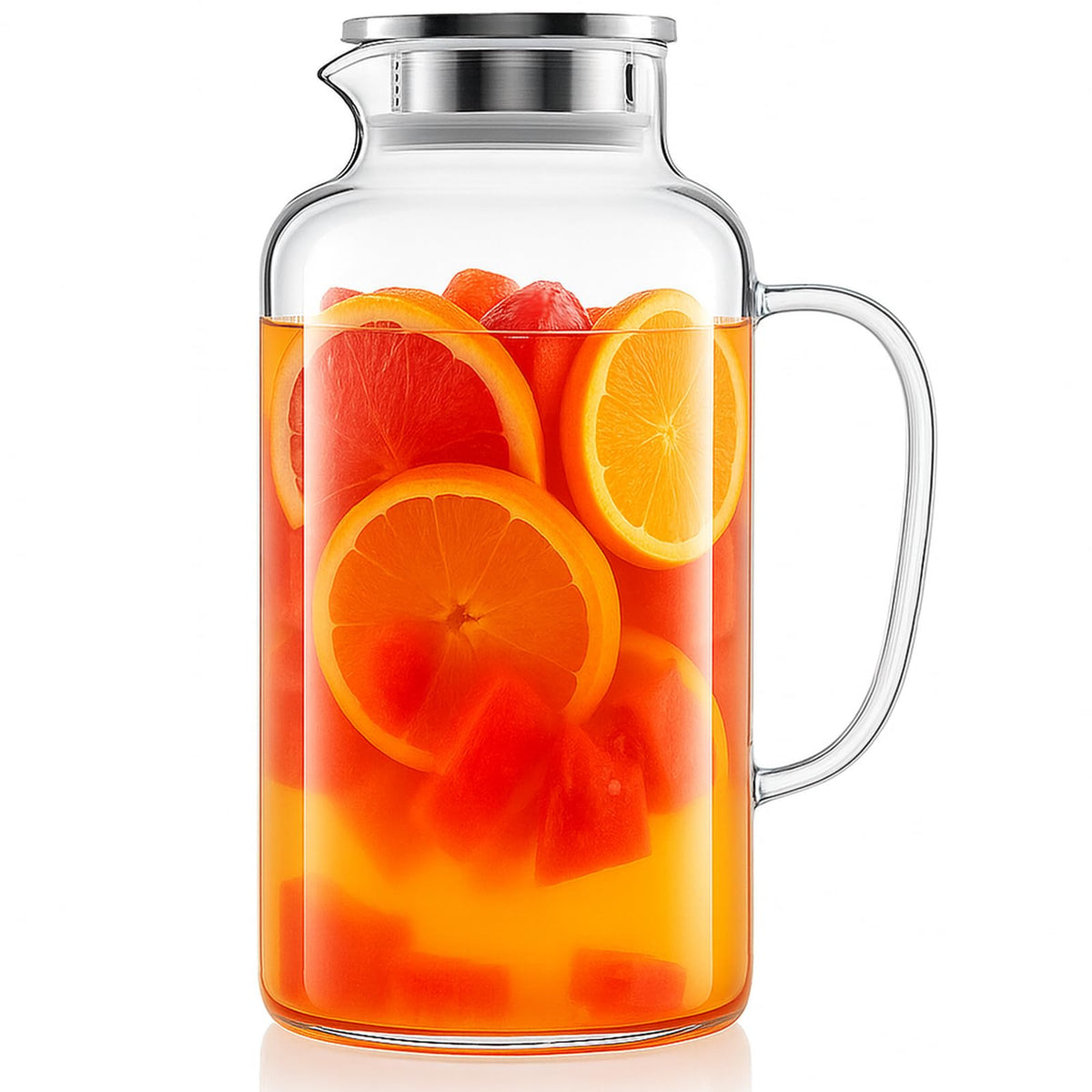 1 Gallon Thickened Square Glass Pitcher with Lid, Spout and Handle