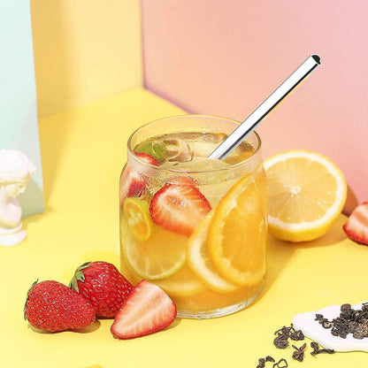 Tomorotec 8.5” Heart-Shaped Stainless Steel Straws Fit for Smoothie, Silver