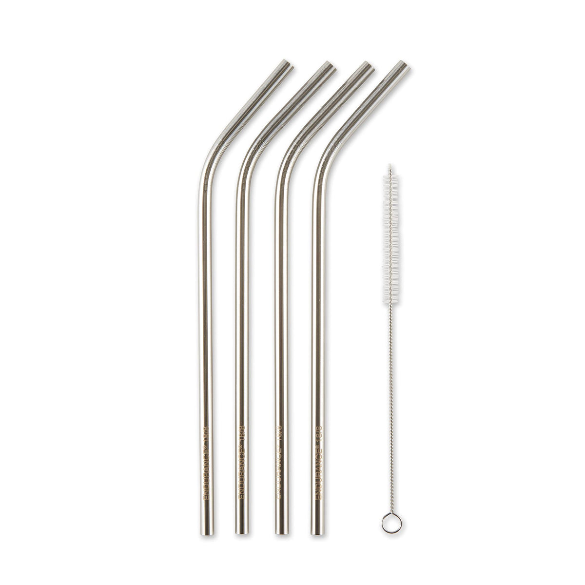RSVP International Reusable Straw Set Dishwasher Safe, 8.5 Inch, 4 Piece, Stainless Steel Straight