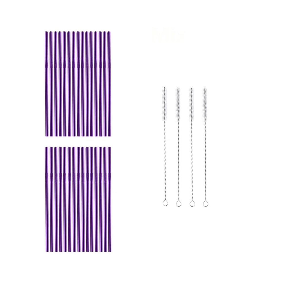 Reusable Metal Straws 304 Stainless Steel 30 Pack with Cleaning Brush(1Pcs Silver Bent)
