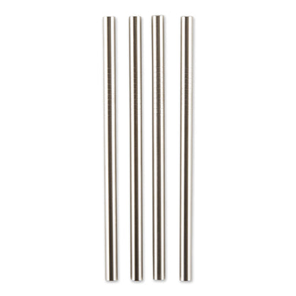 RSVP International Reusable Straw Set Dishwasher Safe, 8.5 Inch, 4 Piece, Stainless Steel Straight