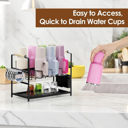 Housolution Water Bottle Tumbler Storage Organizer Drying Rack for Stanley
