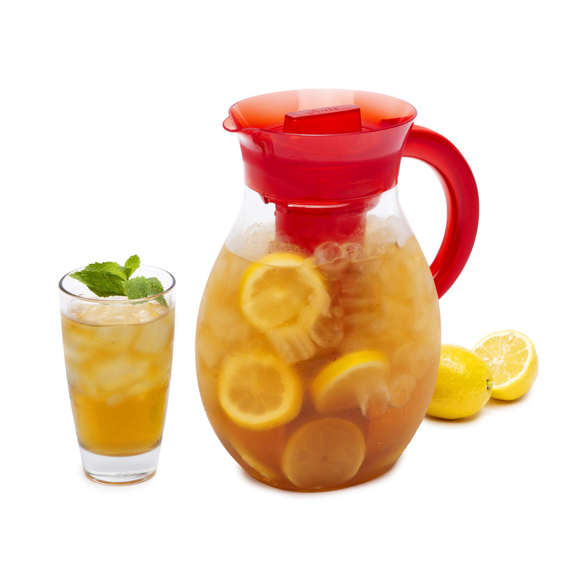 Primula The Big Iced Tea Maker and Infuser, Plastic Beverage Pitcher with Leak Proof, Airtight Lid, Fine Mesh Reusable Filter, Made without BPA, Dishwasher Safe, Green