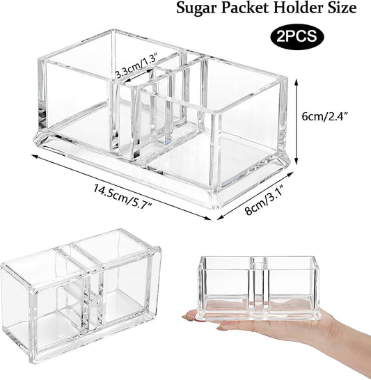 ELLDOO 2 Pack Sugar Packet Holder, Acrylic Sugar Bowl for Restaurant