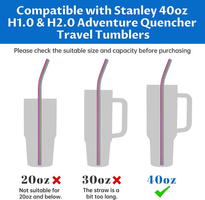 Tomorotec 8PCS Stainless Steel Straws Fit for 40oz Stanley Tumblers