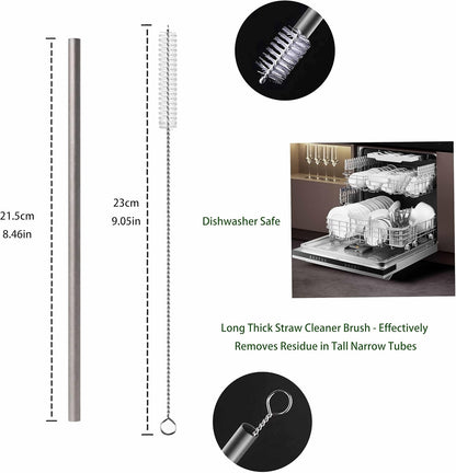 0.24'' Grade 2 ASTM F67 Pure Titanium Straws with Cleaning Brush