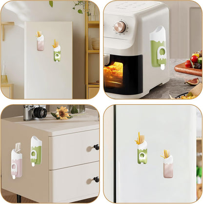 2 Pack Magnetic Straw Holder for Fridge, Cabinet & Counter – Multi-Use Straw Storage & Organizer with Bottle Can Opener