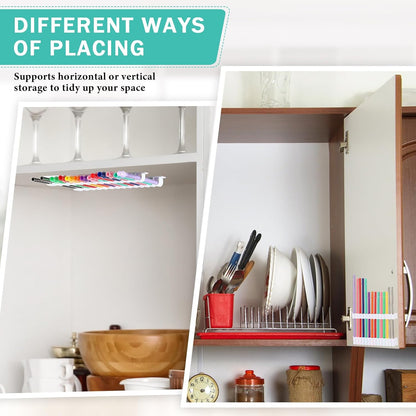 Baderke Straw Holder for Cabinet Reusable Straw Organizer, White, Classic