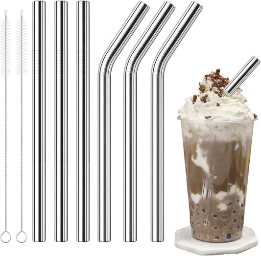 Reusable Metal Straws, 8.5”x0.47” Extra Wide Stainless Steel Straws
