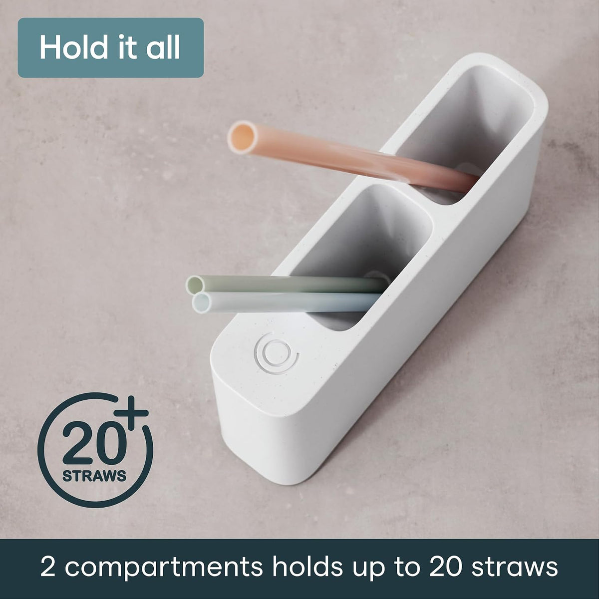 YouCopia SipStation Straw Holder, 20+ Straw Storage, Cabinet Organizer