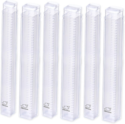 Dakoufish Plastic Straw Carrying Case,6 Packs Reusable Collapsible Box for 9-13 Inch Straight Drinking Straws/chopsticks Storage Perfect for Travel, Gifts (S+L 6pcs)