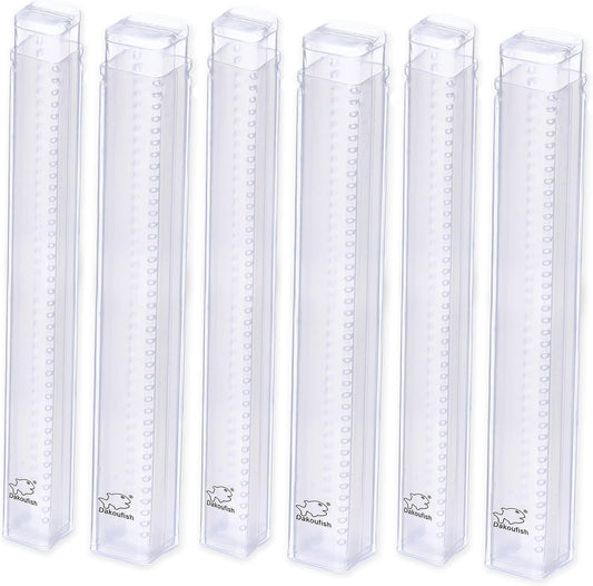 Dakoufish Plastic Straw Carrying Case,6 Packs Reusable Collapsible Box for 9-13 Inch Straight Drinking Straws/chopsticks Storage Perfect for Travel, Gifts (S+L 6pcs)