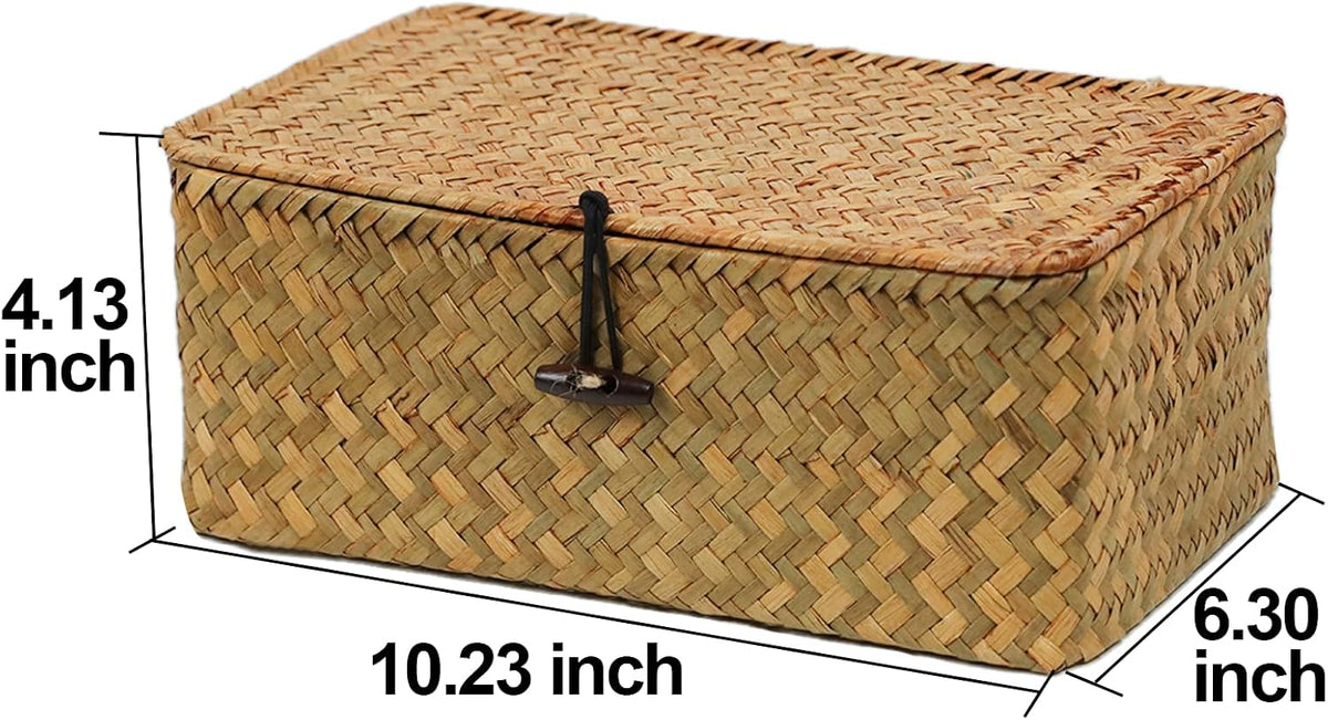 Seagrass Wicker Storage Basket with Lid, Medium, Natural