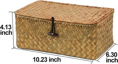 Seagrass Wicker Storage Basket with Lid, Medium, Natural