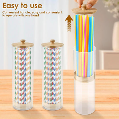 Acrylic Straw Holder for 8.3 inch Standard Straws, Clear Drinking Straw Organizer, Tumbler Straw Container, Straw Storage Container Dispenser for Organizing Pen Cutlery Makeup Brush